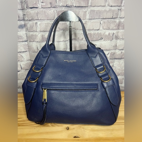 Marc Jacobs The Anchor Large Navy Pebbled Leather Bag - Picture 3 of 15